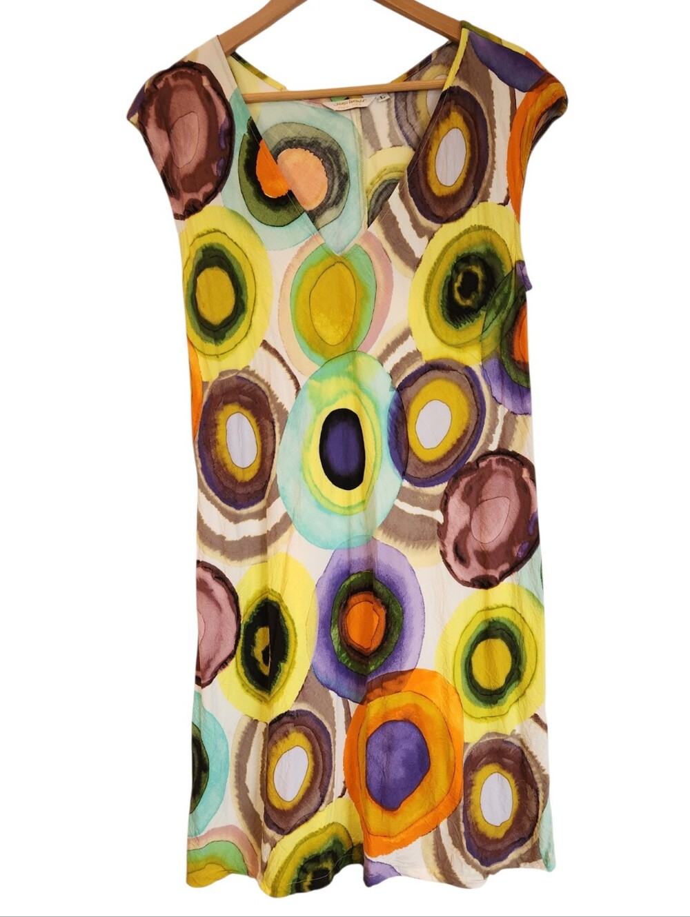 Vintage Jams World "Moon Dance" Abstract Geometric Circle Rayon Dress Size L